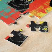 Retro Schwarzkatzenmuster Puzzle (Seite)