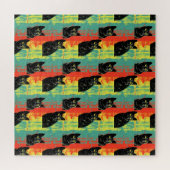 Retro Schwarzkatzenmuster Puzzle (Horizontal)