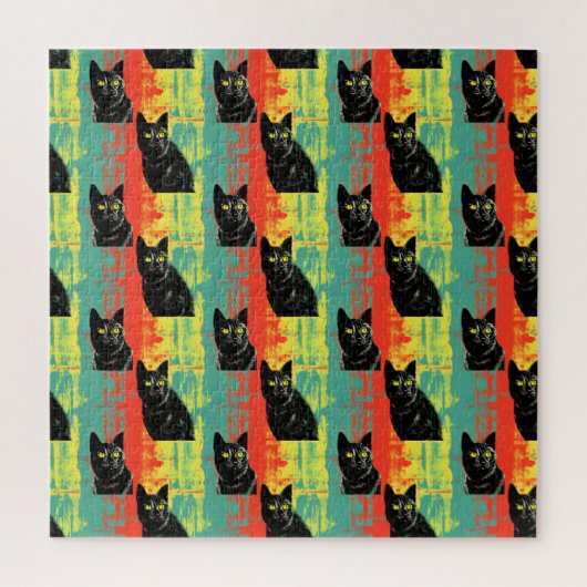 Retro Schwarzkatzenmuster Puzzle (Vertikal)