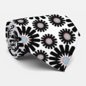 retro Schwarzweiss-Blumenmuster-Krawatte Krawatte (Gerollt)