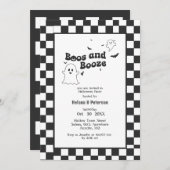 Retro-Schwarzweiß-Boos und Booze-Halloween-Party Einladung (Vorne/Hinten)