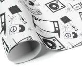 Retro Schwarzweiß Haushaltsdesigns. Geschenkpapier (Rolleneckpunkt)