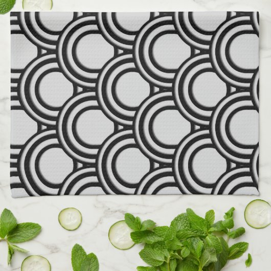 Retro Schwarzweiss-Kunst-Deko-abstraktes Muster Handtuch (Gefaltet)
