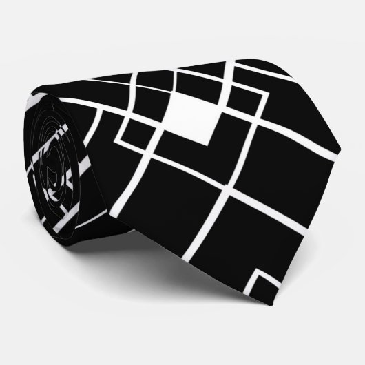Retro Schwarzweiss-Kunst-Deko-Muster Krawatte (Gerollt)