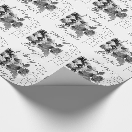 Retro Schwarzweiss-Monogramm des Schutzengels Geschenkpapier (Ecke)