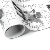 Retro Schwarzweiss-Monogramm des Schutzengels Geschenkpapier (Rolleneckpunkt)