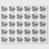 Retro Schwarzweiss-Monogramm des Schutzengels Geschenkpapier (Flach)