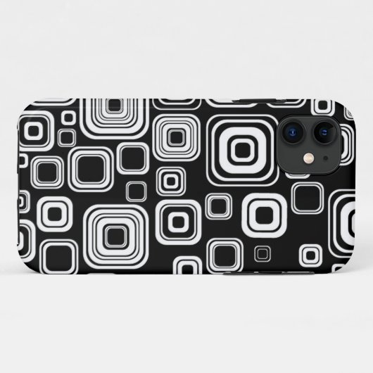 Retro Schwarzweiss-Quadrate Case-Mate iPhone Hülle (Rückseite (Horizontal))