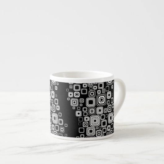 Retro Schwarzweiss-Quadrate Espressotasse (Vorderseite Rechts)