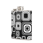 Retro Schwarzweiss-Quadrate Flachmann (Links)