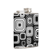 Retro Schwarzweiss-Quadrate Flachmann (Rechts)