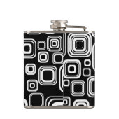 Retro Schwarzweiss-Quadrate Flachmann (Rückseite)