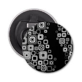 Retro Schwarzweiss-Quadrate Flaschenöffner (Vorderseite)