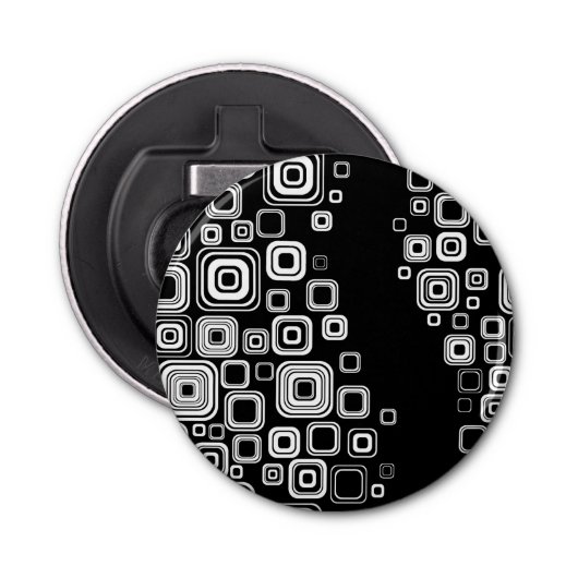 Retro Schwarzweiss-Quadrate Flaschenöffner (Vorderseite)