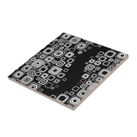 Retro Schwarzweiss-Quadrate Fliese (Seite)