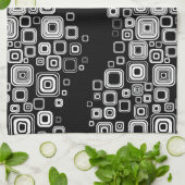 Retro Schwarzweiss-Quadrate Geschirrtuch (Gefaltet)