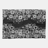Retro Schwarzweiss-Quadrate Geschirrtuch (Horizontal)
