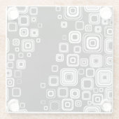 Retro Schwarzweiss-Quadrate Glasuntersetzer (Rückseite)