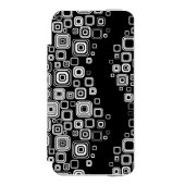 Retro Schwarzweiss-Quadrate Incipio iPhone Geldbeutel-Hülle (Folio Vorderseite)