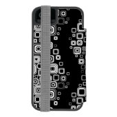 Retro Schwarzweiss-Quadrate Incipio iPhone Geldbeutel-Hülle (Folio Rückseite)