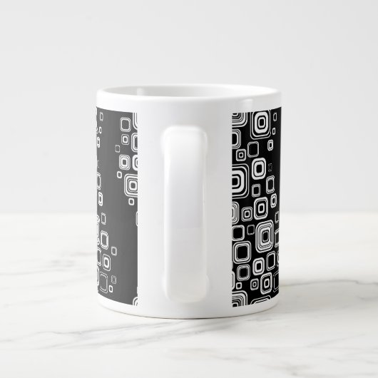 Retro Schwarzweiss-Quadrate Jumbo-Tasse (Rückseite)