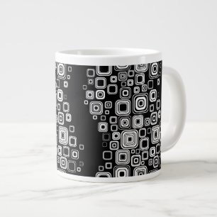 Retro Schwarzweiss-Quadrate Jumbo-Tasse