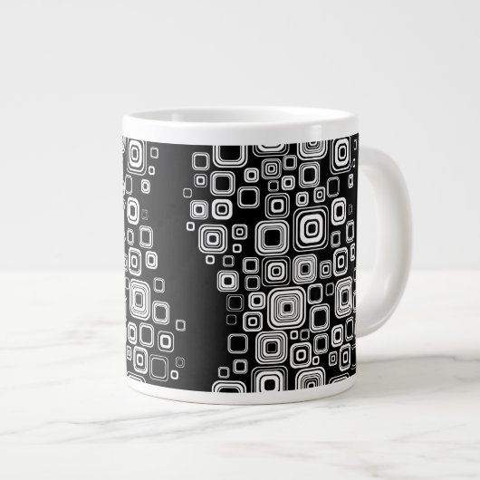 Retro Schwarzweiss-Quadrate Jumbo-Tasse (Vorderseite Rechts)