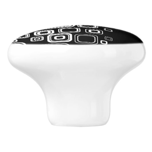 Retro Schwarzweiss-Quadrate Keramikknauf (Seitenansicht)