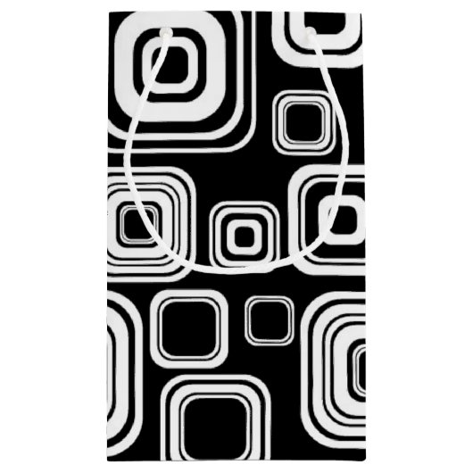 Retro Schwarzweiss-Quadrate Kleine Geschenktüte (Rückseite)