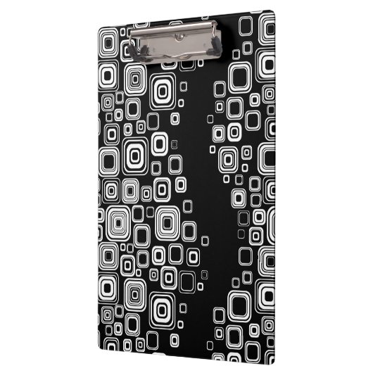 Retro Schwarzweiss-Quadrate Klemmbrett (Links)