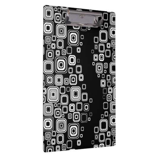 Retro Schwarzweiss-Quadrate Klemmbrett (Rechts)