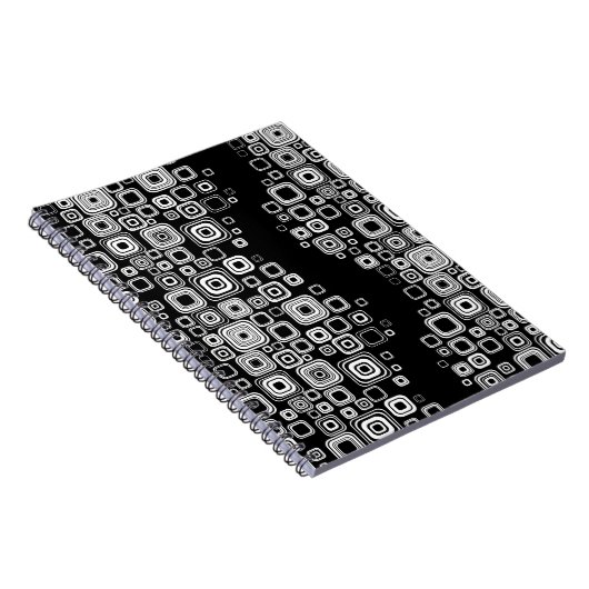 Retro Schwarzweiss-Quadrate Notizblock (Rechte Seite)