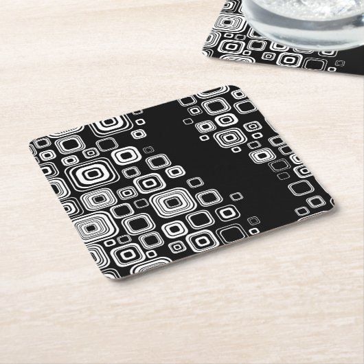 Retro Schwarzweiss-Quadrate Rechteckiger Pappuntersetzer (angewinkelt)