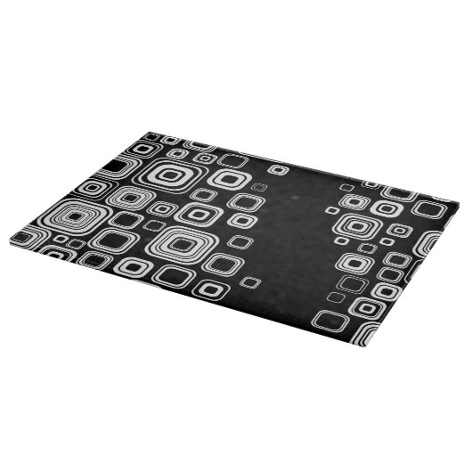 Retro Schwarzweiss-Quadrate Schneidebrett (Ecke)