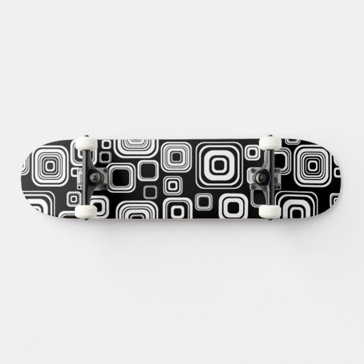 Retro Schwarzweiss-Quadrate Skateboard (Horizontal)