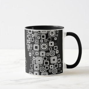 Retro Schwarzweiss-Quadrate Tasse