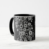 Retro Schwarzweiss-Quadrate Tasse (Vorderseite Links)