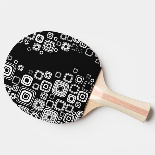 Retro Schwarzweiss-Quadrate Tischtennis Schläger (Seitenansicht)