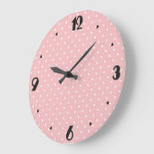 Retro Schweizer Punkte - Muschel pink Große Wanduhr (Winkel)