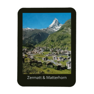 Retro Schweizer Reise Zermatt und Matterhorn Magnet