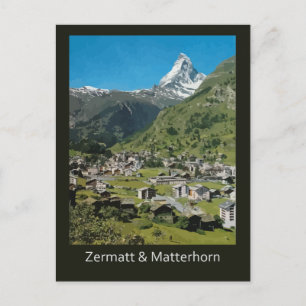 Retro Schweizer Reise Zermatt und Matterhorn Postkarte