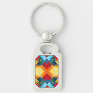 Retro-Schwingungen in Farbe: Stylische geometrisch Schlüsselanhänger