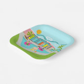 Retro Schwule Rosa Flamingo Poolparty Pappteller (Gewinkelt)