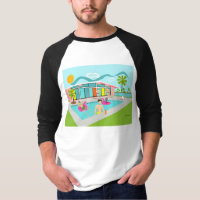 Retro-Schwulen-Rosa-Flamingo-Poolparty