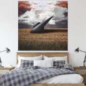 Retro Sci - fi. abgestürztes UFO Leinwanddruck (Insitu (Schlafzimmer))