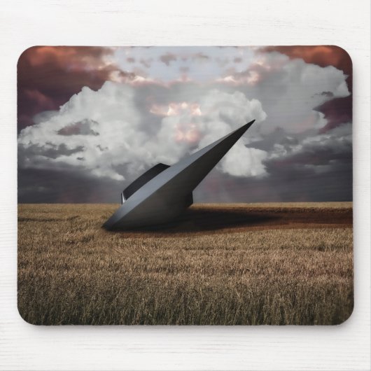 Retro Sci - fi. abgestürztes UFO Mousepad (Vorne)