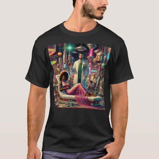 Retro-Sci-Fi-Aliens T-Shirt (Vorderseite)