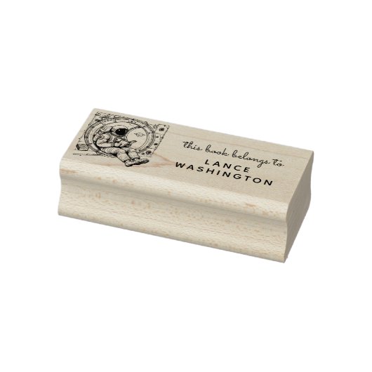 Retro Sci-Fi Astronaut Buchzeichen Briefmarke Gummistempel (Stempel)