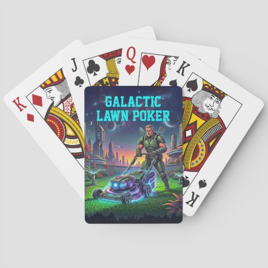 Retro-Sci-Fi-Astronaut-Galactic-Rasen-Comic-Art Spielkarten (Rückseite)