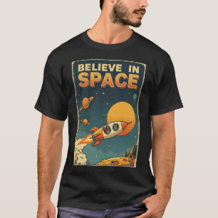 Retro-Sci-Fi-Bigfoot-Waschbär-Glaube-an-den-Weltra T-Shirt